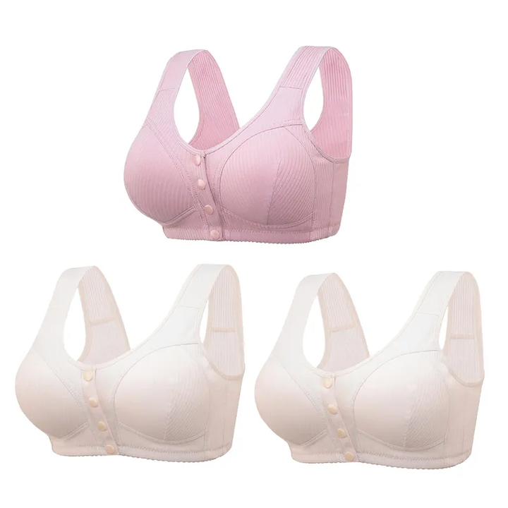 COMFORTABLE FRONT CLOSURE WIRELESS PLUS SIZE BUTTON BRA