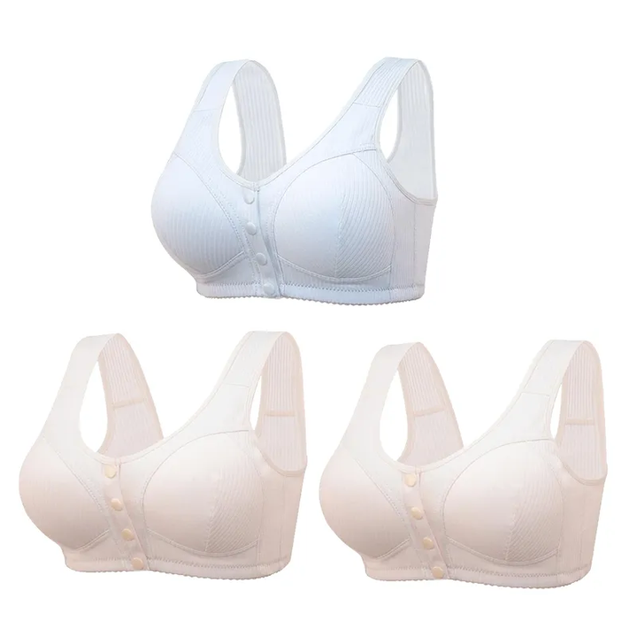 COMFORTABLE FRONT CLOSURE WIRELESS PLUS SIZE BUTTON BRA