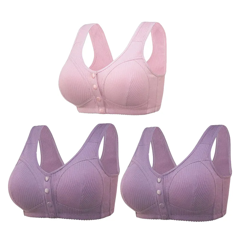 COMFORTABLE FRONT CLOSURE WIRELESS PLUS SIZE BUTTON BRA