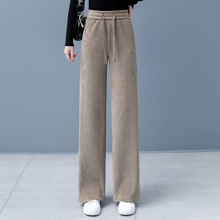 Womens Wide Legged Drawstring Straight Pants