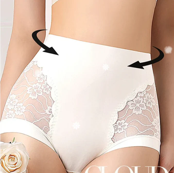 Womens High-Waist Lace Seamless Stretch Silky Underwear