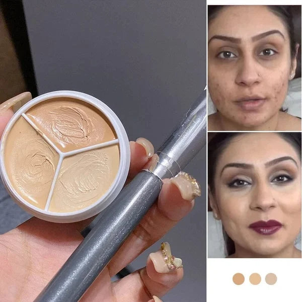 Tri-Color Concealer Palette Of Covers Acne Marks Dark Circles🔥