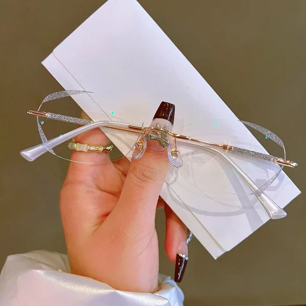 WOMENS DIAMOND RIMLESS ANTI BLUE LIGHT PRESBYOPIA GLASSES