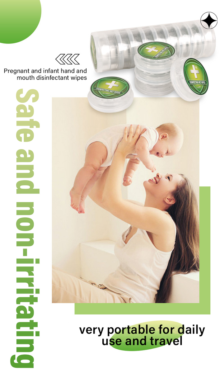 Press-on disinfectant wipes