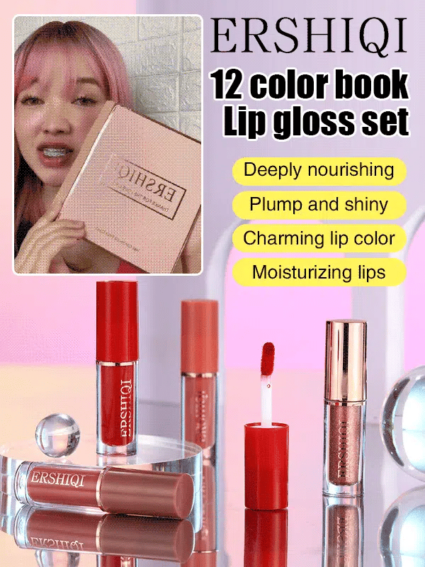 12-color book lip gloss set