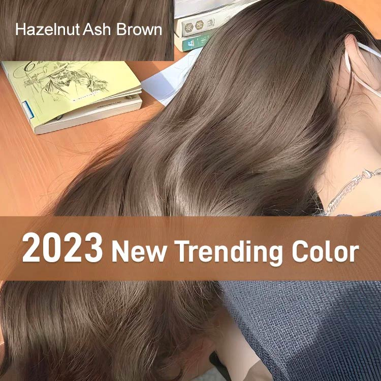 2024 Trendy Hair Color Hazelnut Ash Brown Non-Bleaching Dye Cream