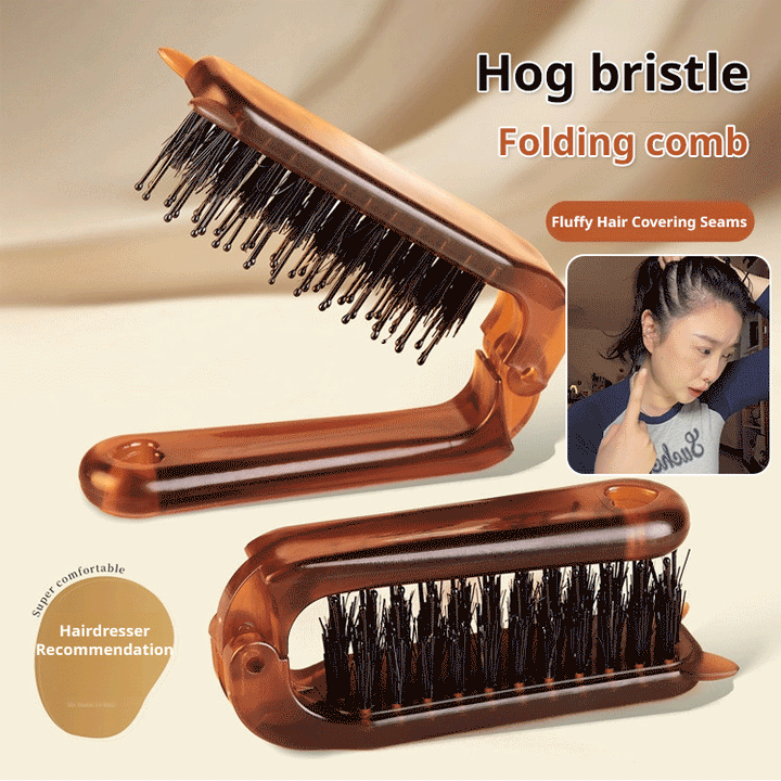 Folding boar bristle comb
