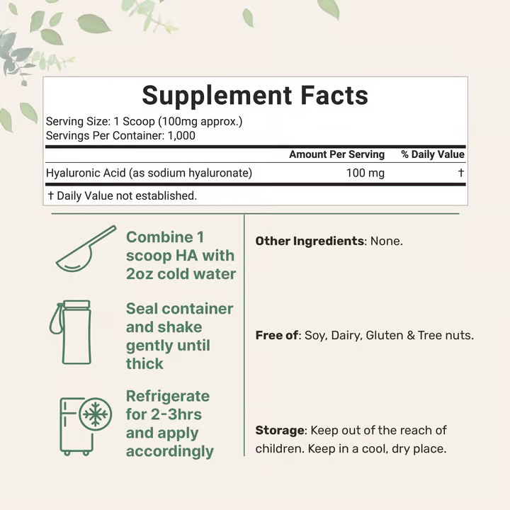 Micro Ingredients Hyaluronic Acid Powder DIY Facial Serum Skin Hydration Care Formula