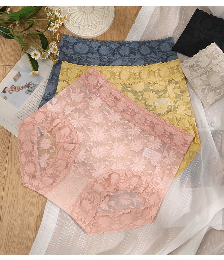 Sexy Seamless Thin Lace Silk Care Panties