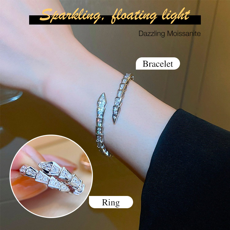 Zircon Snake Shaped Open Bracelet