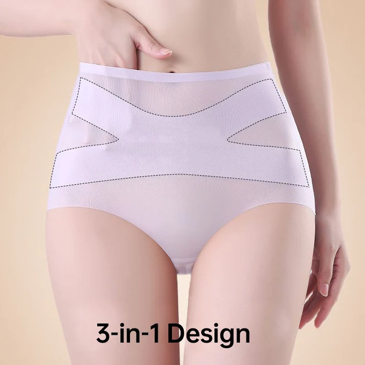 Womens High-waist Breathable Ultra-thin Panties with Tummy-control  Hip-lifting