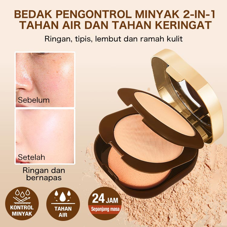 Waterproof and sweat-proof 2 in 1 double layer oil control powder