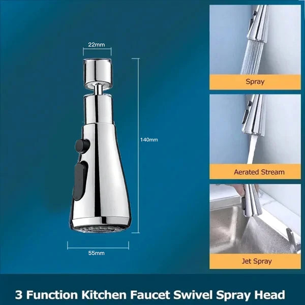 (🎁2024-Christmas Hot Sale🎁)🔥New Year Promotion-360° Rotatable -3 Function Kitchen Faucet Spray Head