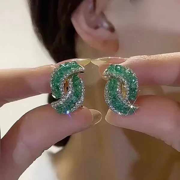 💖Mothers Day Promotion 49% Off -💕Fashion Cross Green Crystal Earrings