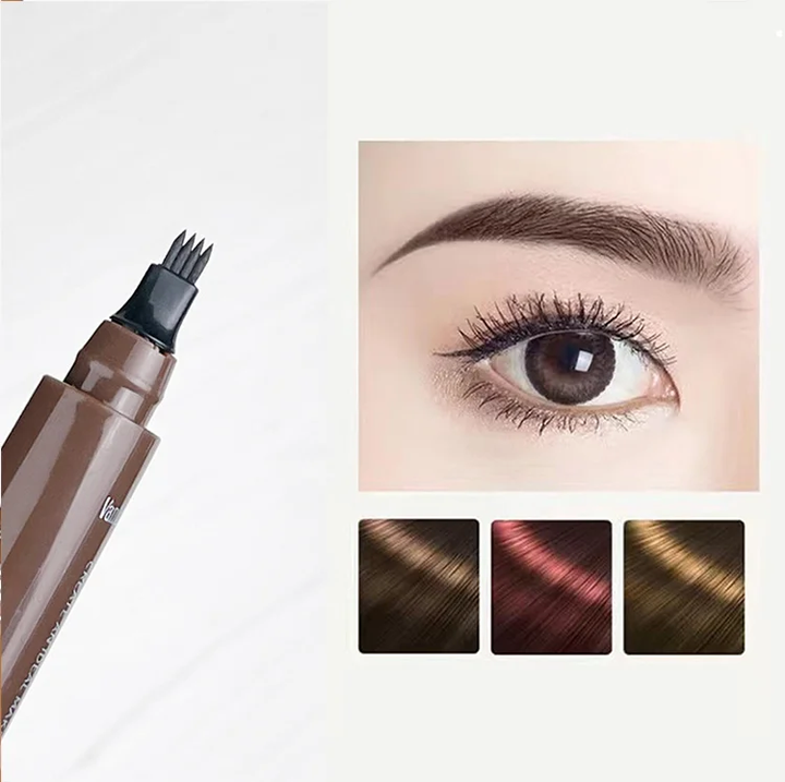Waterproof sweat-proof and non-smudging four-pronged eyebrow pencil