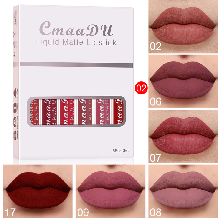 6Pcs/Set Long-lasting Matte Liquid Lipstick Waterproof