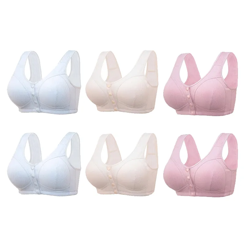 COMFORTABLE FRONT CLOSURE WIRELESS PLUS SIZE BUTTON BRA