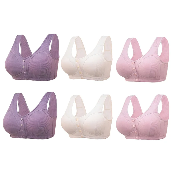COMFORTABLE FRONT CLOSURE WIRELESS PLUS SIZE BUTTON BRA