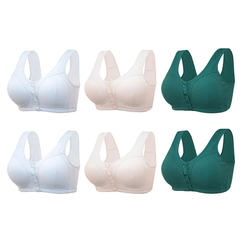 COMFORTABLE FRONT CLOSURE WIRELESS PLUS SIZE BUTTON BRA