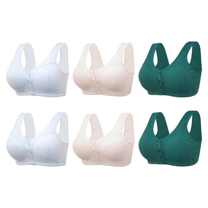 COMFORTABLE FRONT CLOSURE WIRELESS PLUS SIZE BUTTON BRA