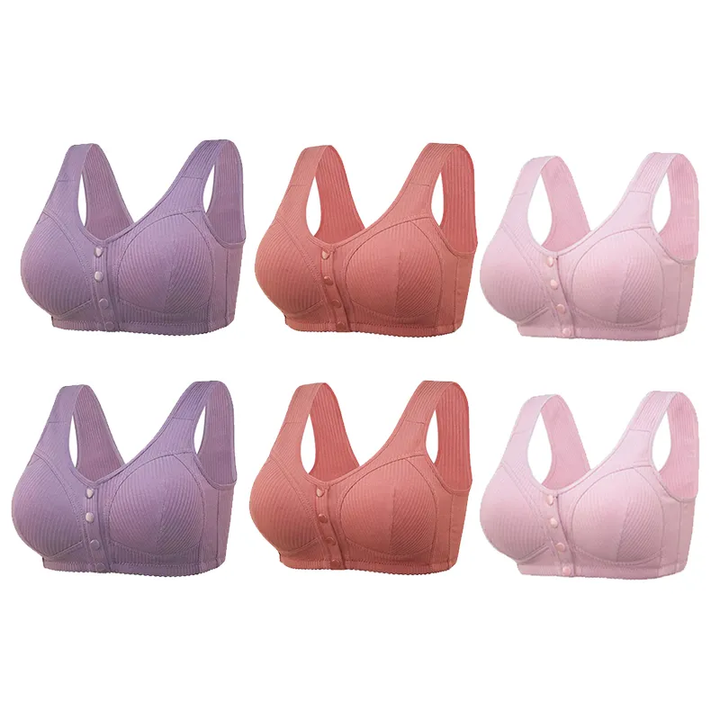 COMFORTABLE FRONT CLOSURE WIRELESS PLUS SIZE BUTTON BRA