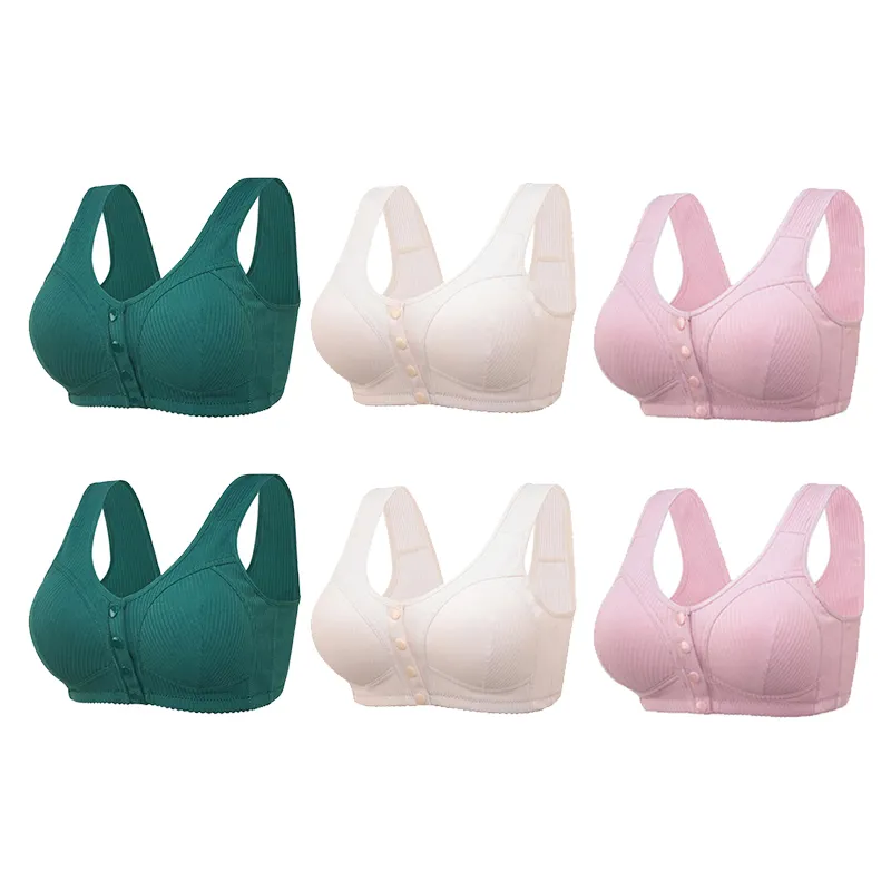 COMFORTABLE FRONT CLOSURE WIRELESS PLUS SIZE BUTTON BRA