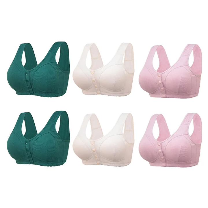 COMFORTABLE FRONT CLOSURE WIRELESS PLUS SIZE BUTTON BRA
