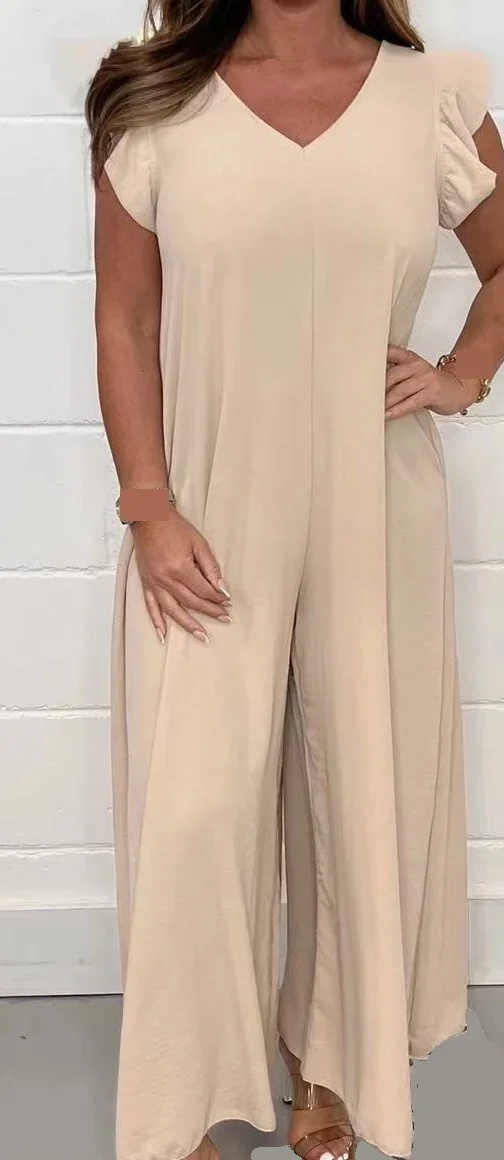 2024 SUMMER NEW RUFFLED WIDE LEG CASUAL JUMPSUIT
