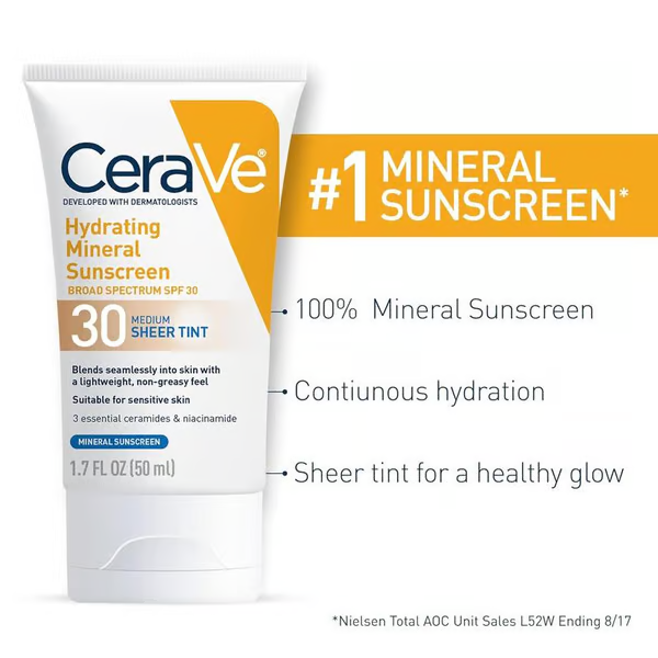 CeraVe Sheer Tint Hydrating Mineral Sunscreen SPF 30