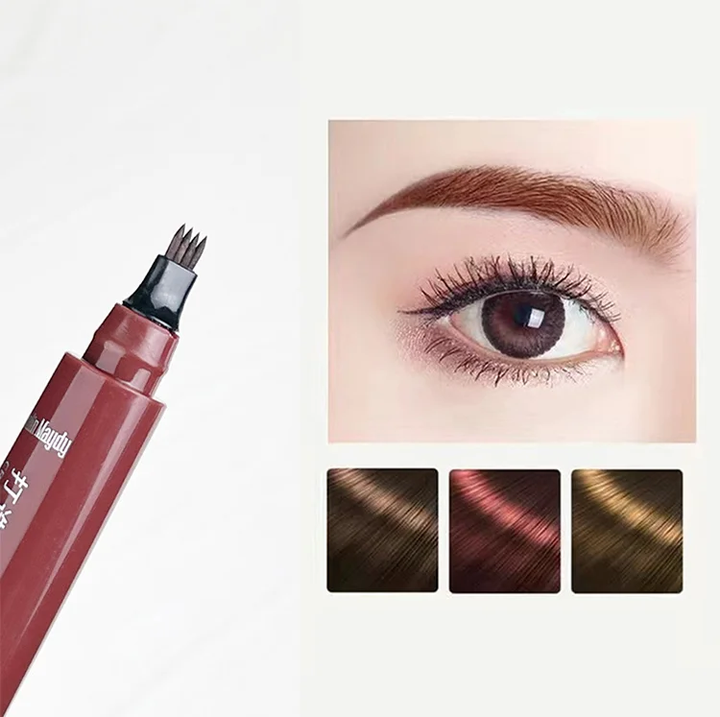 Waterproof sweat-proof and non-smudging four-pronged eyebrow pencil