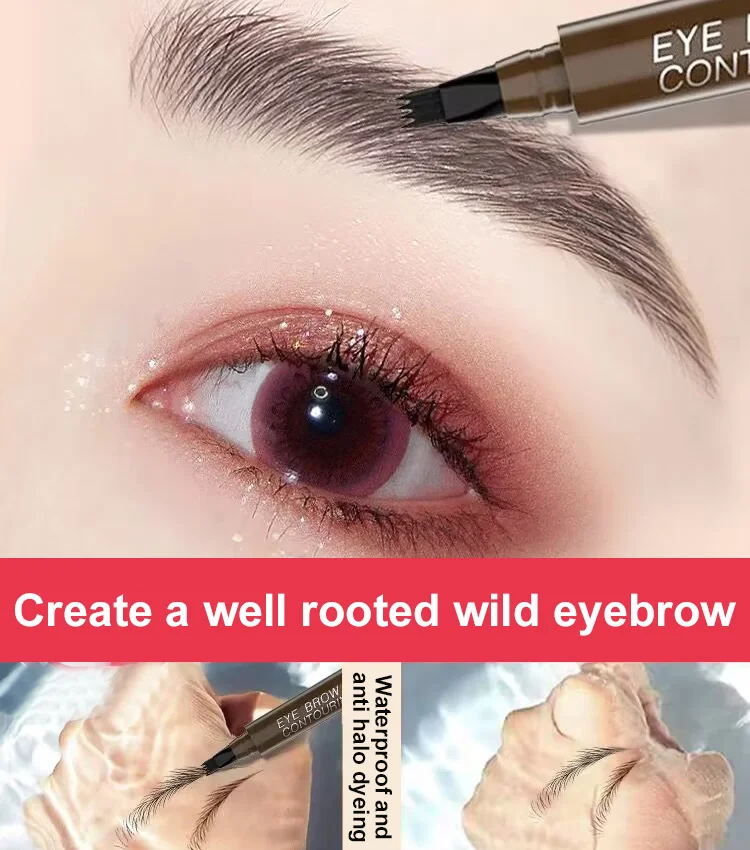 Waterproof sweat-proof and non-smudging four-pronged eyebrow pencil
