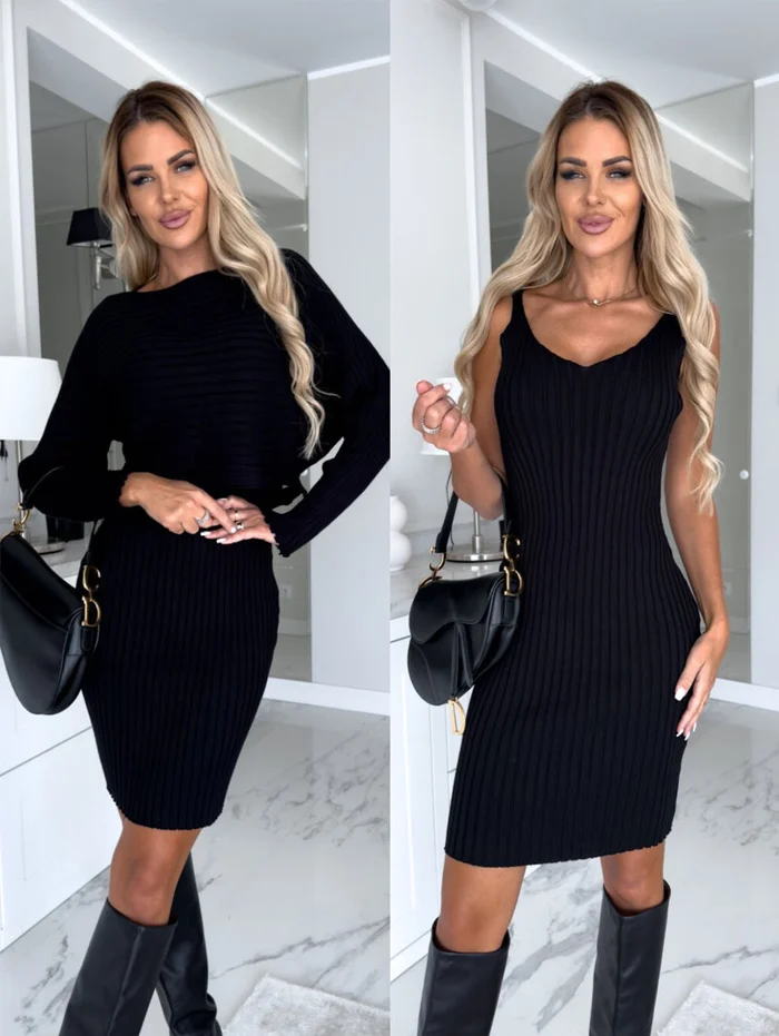 Knit Pullover Sweater and Cami Dress Set