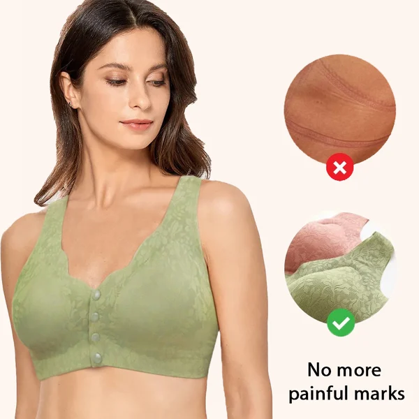 Lace jacquard front button plus size comfortable bra