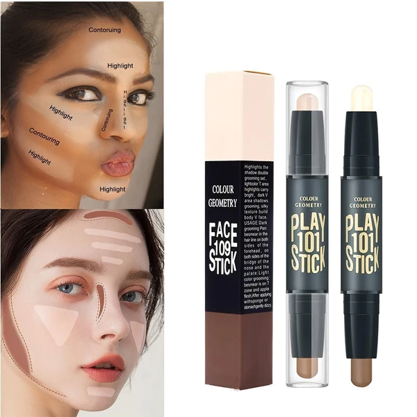 2 Color Double Natural Stereoscopic Highlighter Concealer Stick