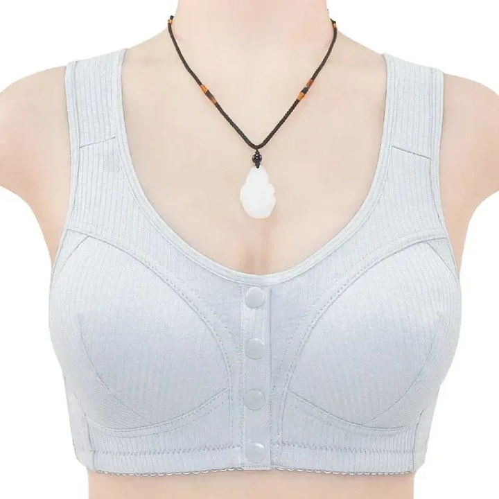 COMFORTABLE FRONT CLOSURE WIRELESS PLUS SIZE BUTTON BRA
