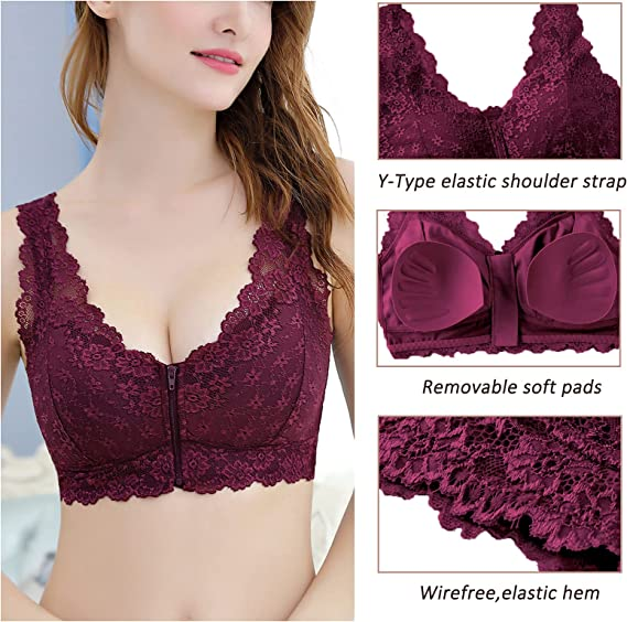 underwireless Floral Lace Bralette for Women