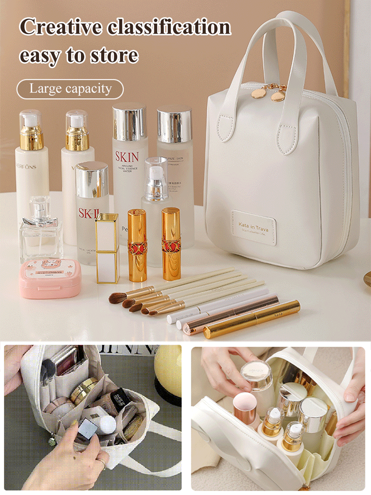 Large capacity portable makeup bag