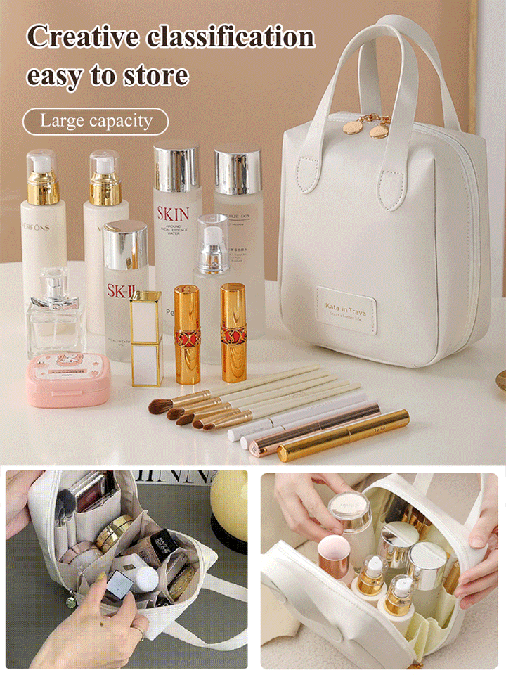 Large capacity portable makeup bag