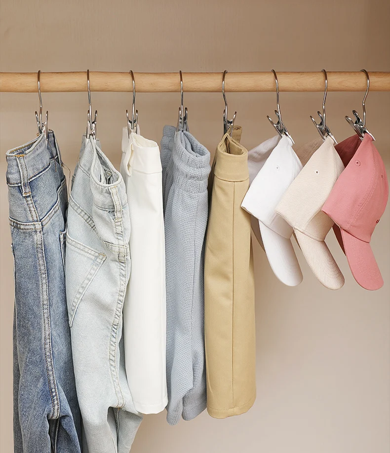 Anti rust Clip Space saving Clothespin Hat Pants Storage Hanging Travel Hook