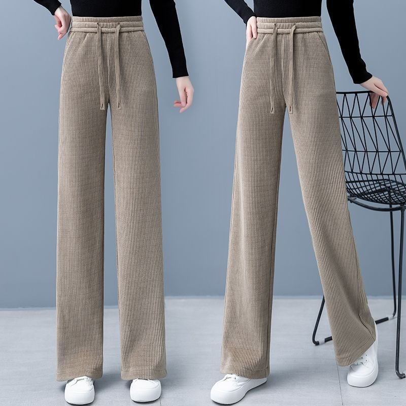 Womens Wide Legged Drawstring Straight Pants