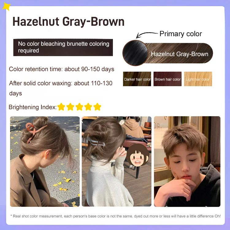 2024 Trendy Hair Color Hazelnut Ash Brown Non-Bleaching Dye Cream