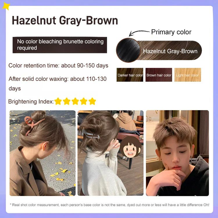 2024 Trendy Hair Color Hazelnut Ash Brown Non-Bleaching Dye Cream