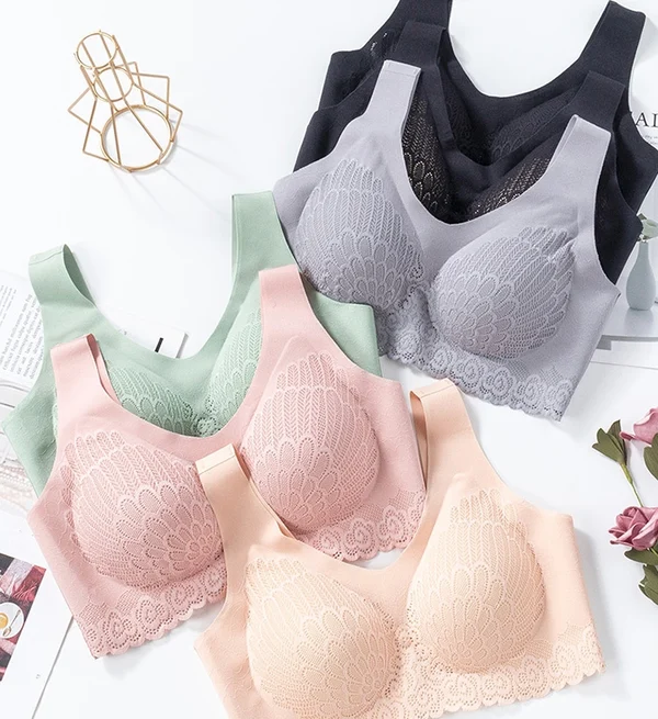 2024 Latex 4.0 Graceful Anti saggy Breathable Lace Large Size Bra