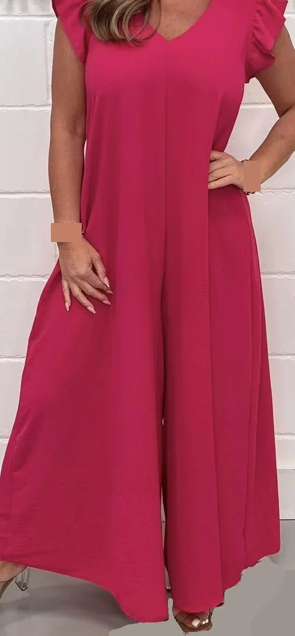 2024 SUMMER NEW RUFFLED WIDE LEG CASUAL JUMPSUIT