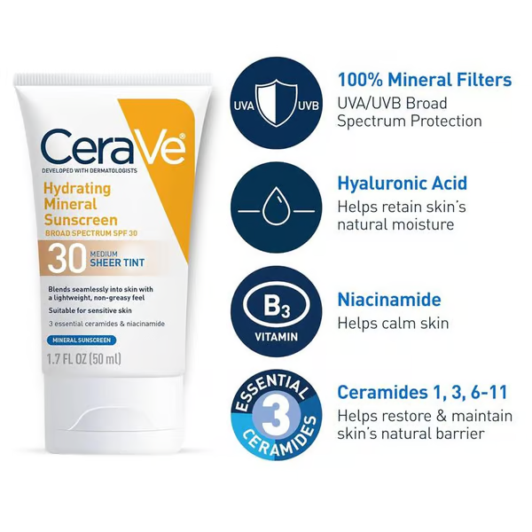 CeraVe Sheer Tint Hydrating Mineral Sunscreen SPF 30