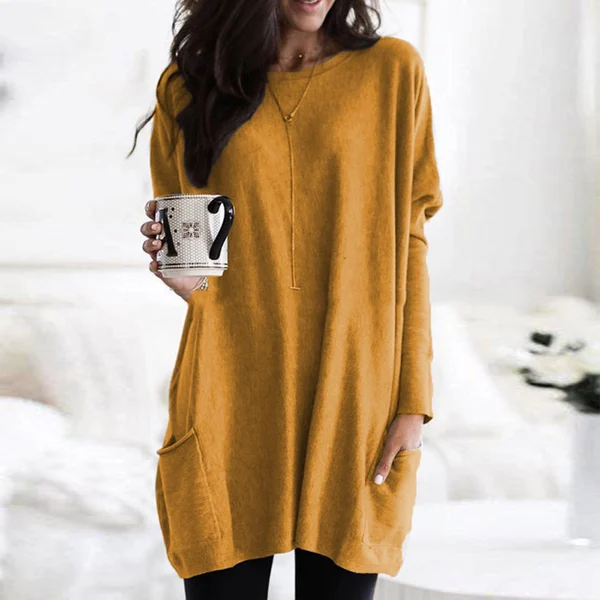 New long sleeve casual pocket t-shirt