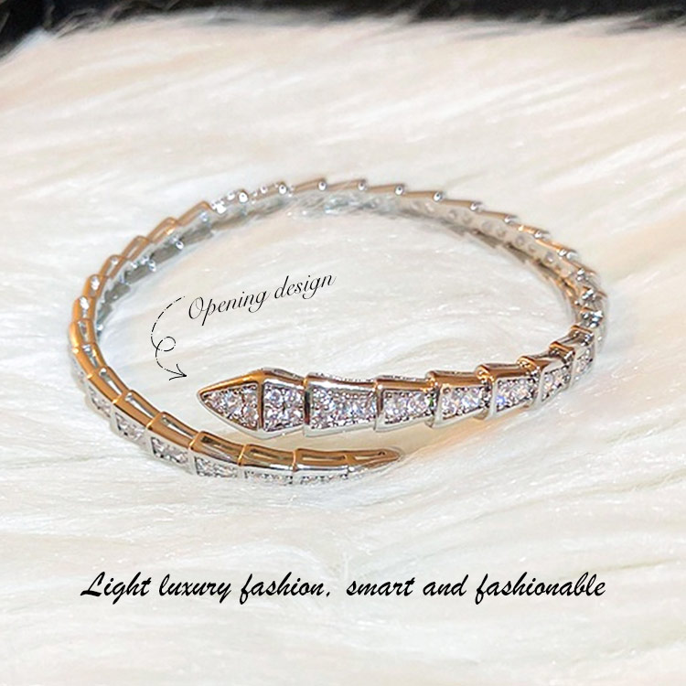 Zircon Snake Shaped Open Bracelet
