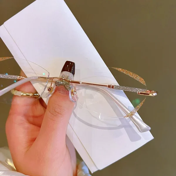 WOMENS DIAMOND RIMLESS ANTI BLUE LIGHT PRESBYOPIA GLASSES