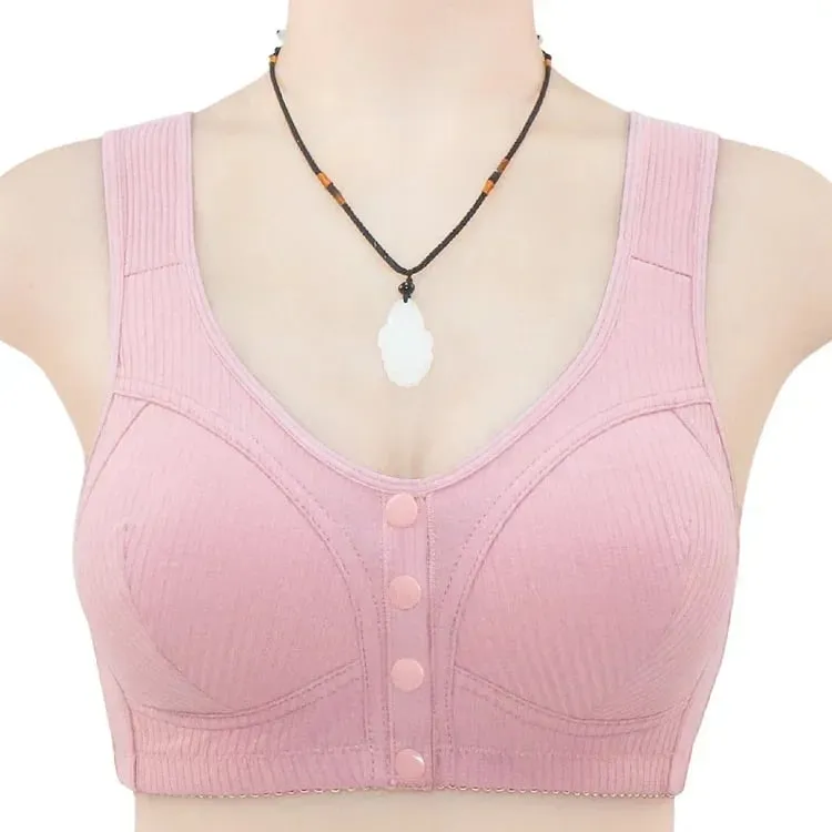 COMFORTABLE FRONT CLOSURE WIRELESS PLUS SIZE BUTTON BRA