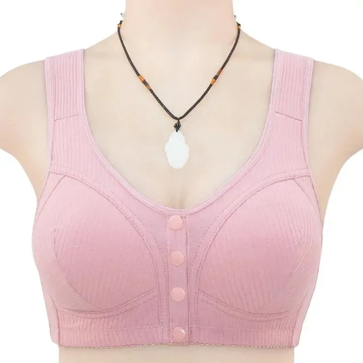 COMFORTABLE FRONT CLOSURE WIRELESS PLUS SIZE BUTTON BRA